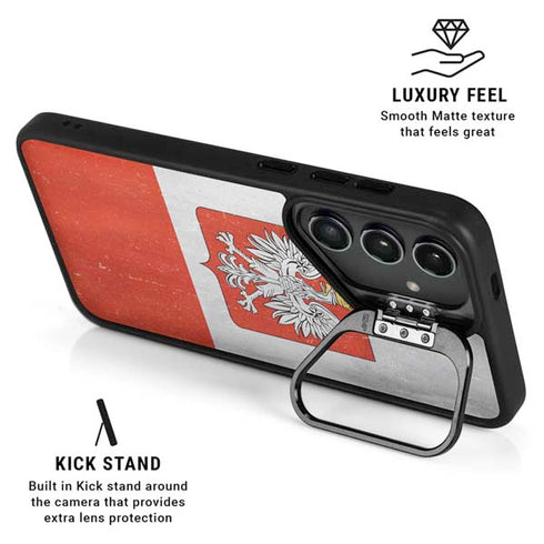 Poland Flag Distressed Galaxy S24 FE Kickstand Case
